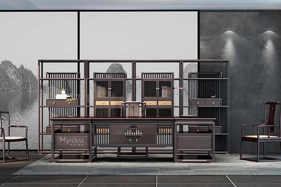 新中式辦公家具-老板班臺(tái)